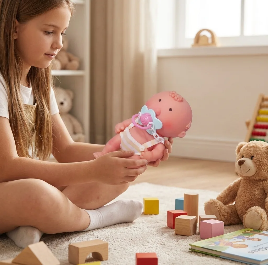 عروسک ناب سل مدل نخودی موزیکال عطری کد BABY FUNNY NO.XMY3040B ارتفاع 18 سانتی متر