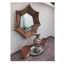 آینه چوبی مدل خورشید کد01