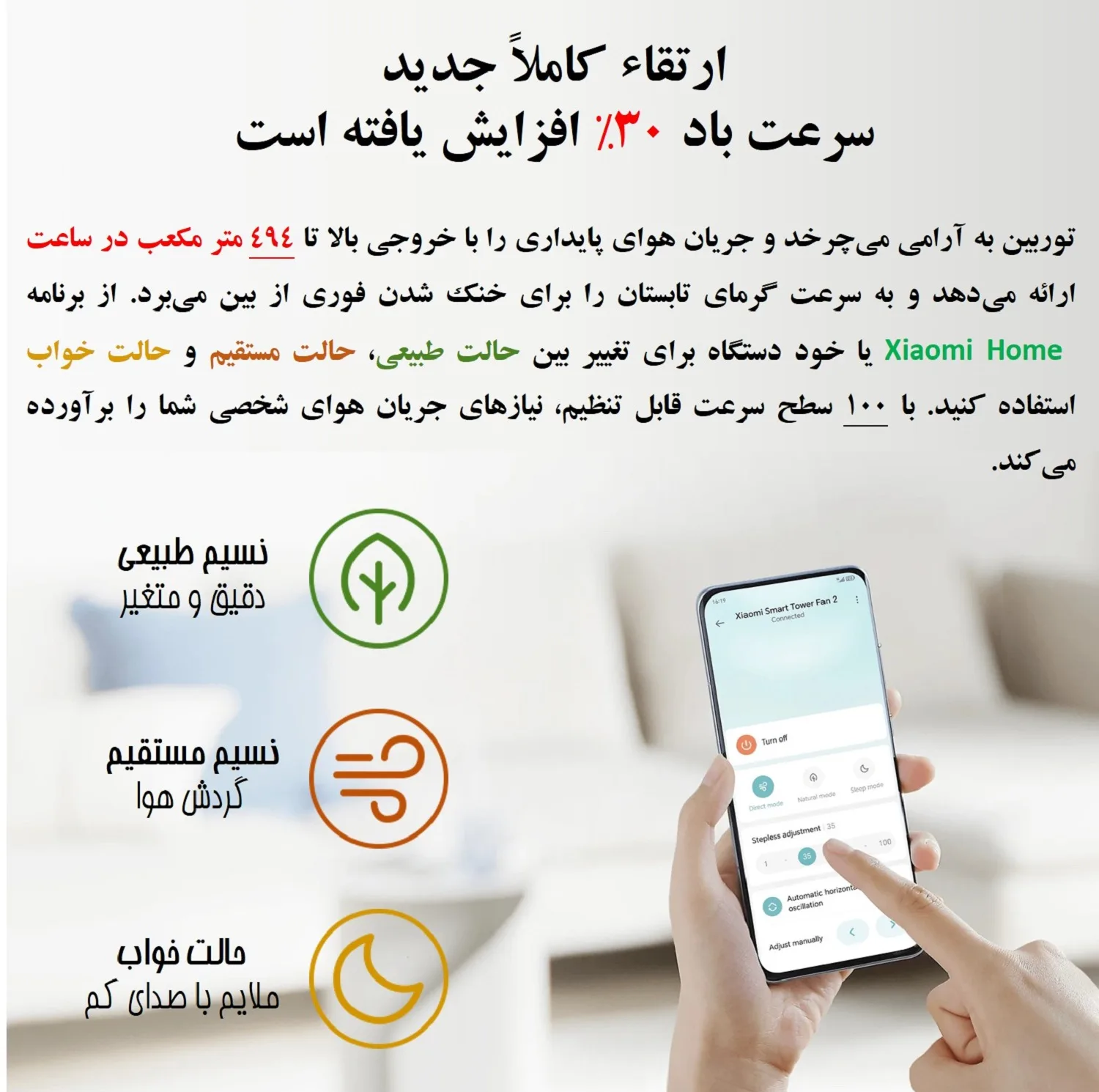 پنکه رومیزی شیائومی مدل Smart Tower Fan 2