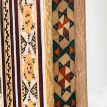تابلو خاتم کاری چوبی صنایع دستی فاخر مدل ممتاز مضلع طرح سوره مبارکه چهار قل کد HQ53p43in4030-6f6