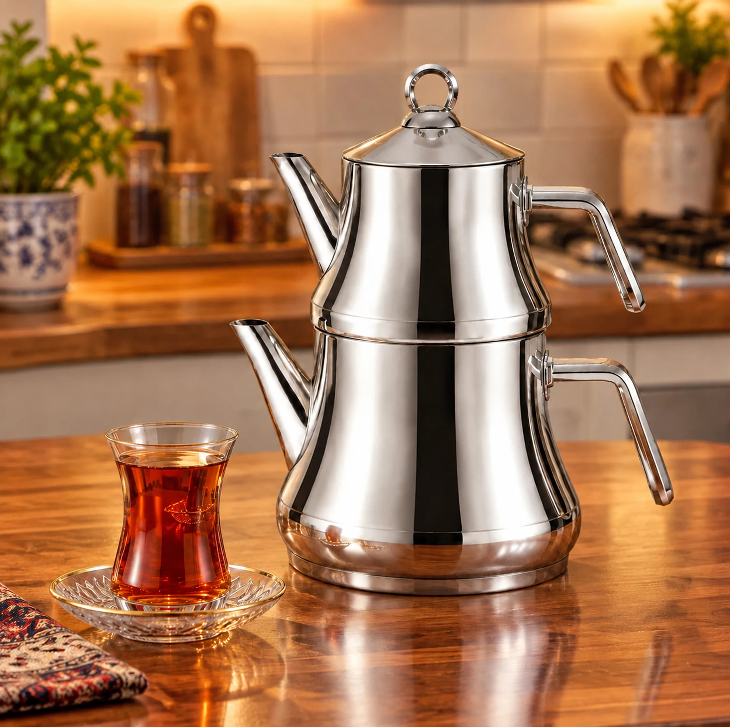 ست کتری و قوری لینس مدل Naz Aile گنجایش کتری 1.75 لیتر و گنجایش قوری 0.75 لیتر