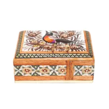 جا کارتی خاتم کاری مدل کشویی لبه صاف طرح گل و مرغ برجسته کد 7p5Br
