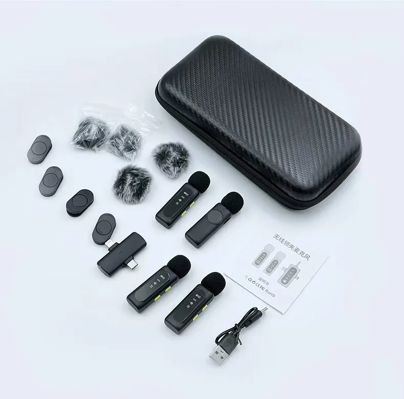 میکروفون حرفه‌ای بی‌سیم مدل T90 4MIC با درگاه تایپ سی و لایتنینگ و 4 میکروفون