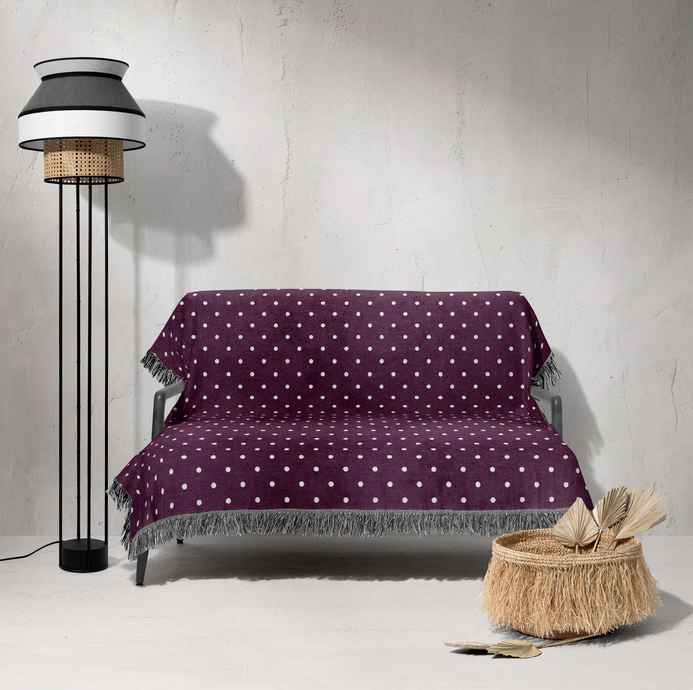 شال مبل و تخت خانه مسعود مدل مخمل ریشه دار کد 001 سایز 170x140 سانتی‌ متر