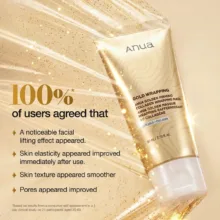 ماسک لیفتینگ و آبرسان صورت آنوا مدل Gold Wrappimg مناسب برای انواع پوست حجم 80 میلی لیتر