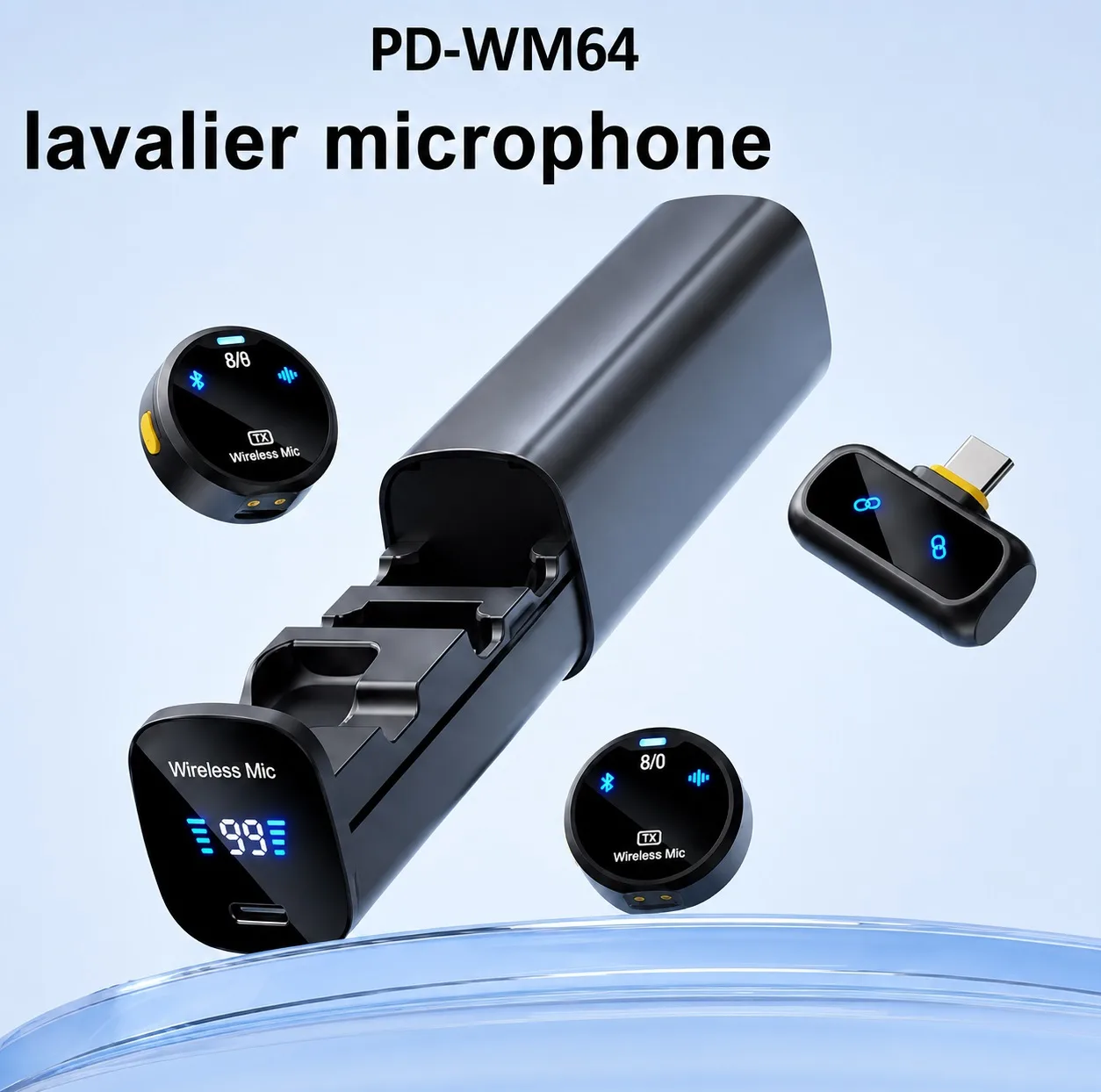 ست میکروفن بی سیم مدل PD-WM64 با درگاه اتصال تایپ سی و لایتنینگ