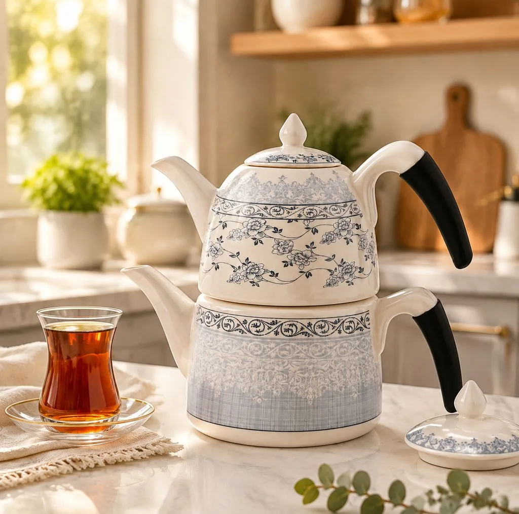 ست کتری و قوری مدل چینی گنجایش کتری 1.7 لیتر گنجایش قوری 0.75 لیتر