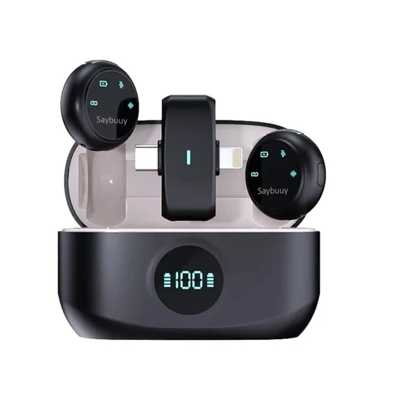 میکروفون حرفه‌ای بی‌سیم سی بای مدل Mic1، مناسب ضبط دو نفره با درگاه USB Type C