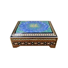 جعبه جواهرات خاتم کاری چوبی طرح تذهیب کد 25