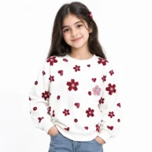 سویشرت دخترانه طرح گل گلی