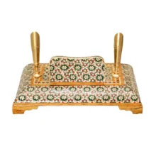 قلمدان خاتم کاری چوبی صنایع دستی فاخر مدل اداری طرح هفت شمسه کد 7sun15p10