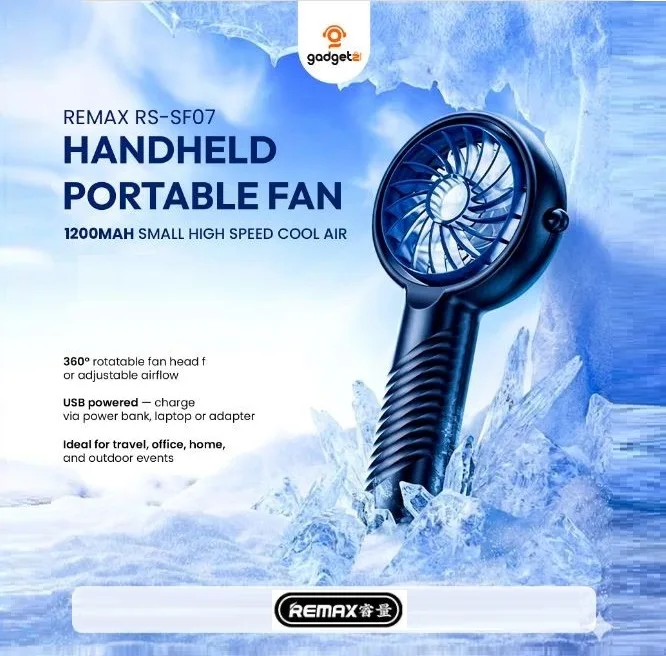 پنکه شارژی ریمکس مدل SF07 ظرفیت 1200 میلی آمپر ساعت