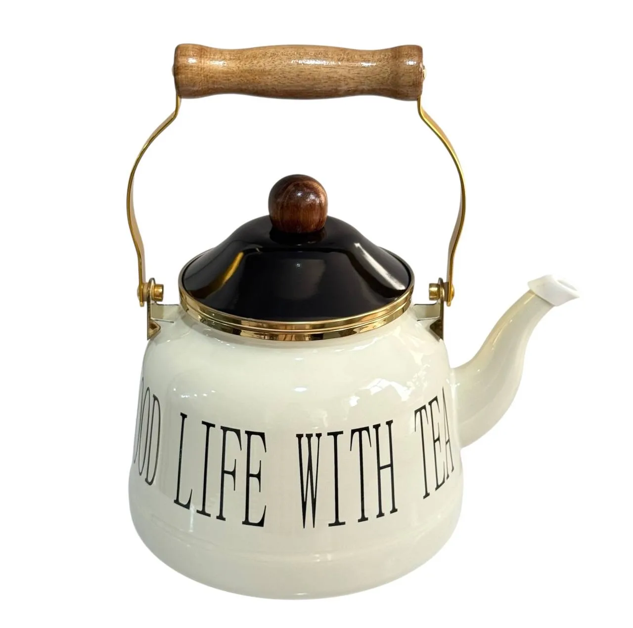 ست کتری و قوری مدل لعابی طرح Drink tea گنجایش کتری 2.5 لیتر گنجایش قوری 1 ایتر