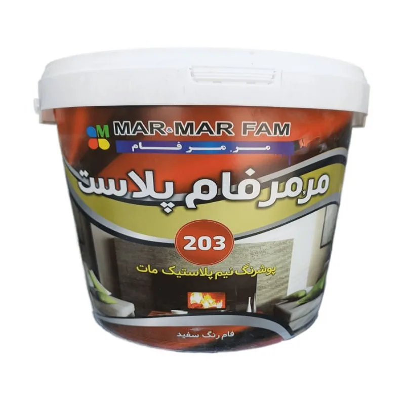 رنگ نیم پلاستیک سفید مات مرمرفام کد 203 وزن 24 کیلوگرم