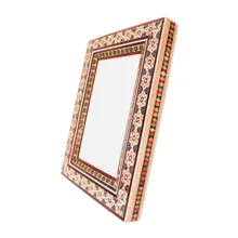 قاب عکس خاتم کاری چوبی صنایع دستی فاخر مدل سنتی طرح تک گل کد 17p14in139