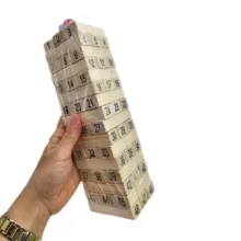 بازی فکری ناب سل مدل برج هیجان شامل 48 قطعه چوبی به همراه 2 عدد تاس کد The Tower of Excitement intellectual game includes 48 wooden pieces and 2 dice