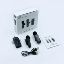 ست میکروفن بی سیم مدل T90pro با درگاه اتصال تایپ سی
