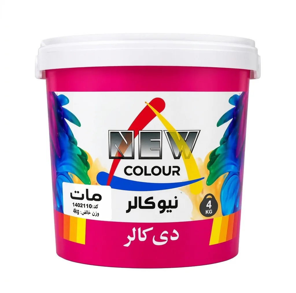 رنگ آکریلیک سفید نیوکالر مدل  مات وزن ۴ کیلوگرم