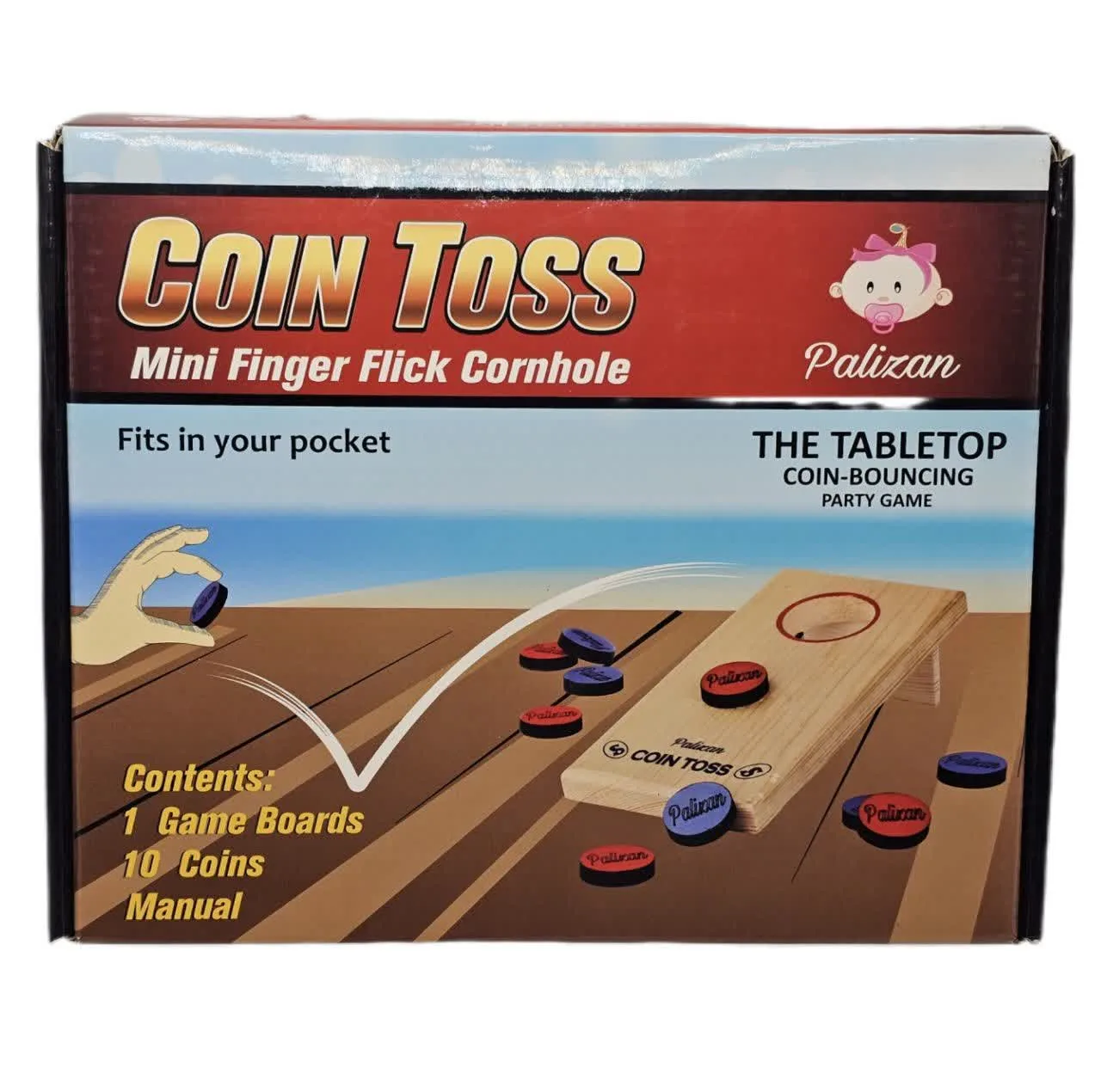 بازی فکری ناب سل مدل پرتاب سکه چوبی کد COIN TOSS MINI FINGER FLICK CORNHOLE