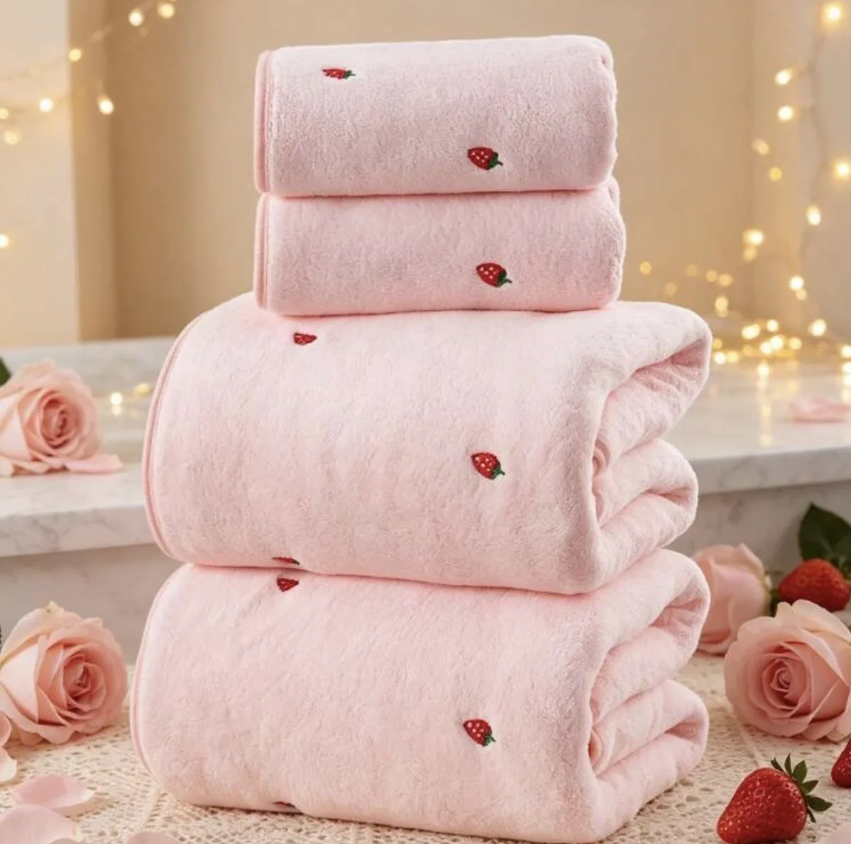 حوله حمام مدل Strawberry بسته ۲ عددی