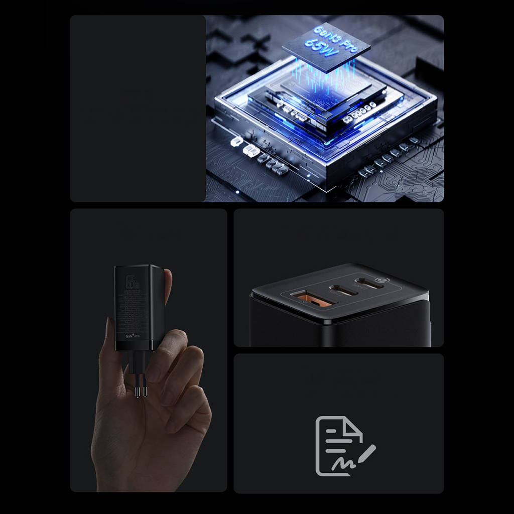 شارژر دیواری باسئوس مدل GaN3 Pro-65W به همراه کابل USB-C