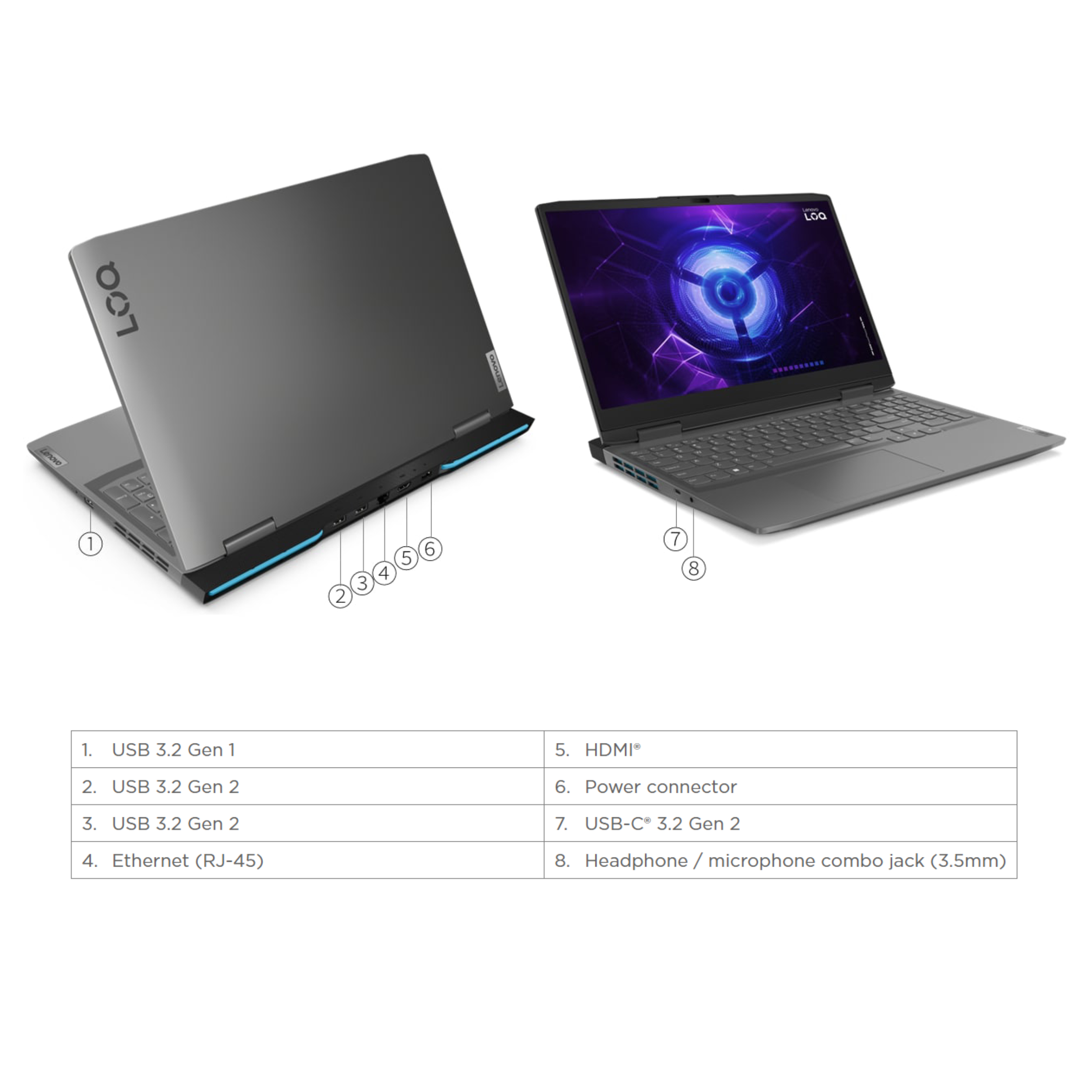 لپ تاپ 16 اینچی لنوو مدل LOQ 16IRH8-i5 13500H 8GB 512SSD RTX4050 FHD