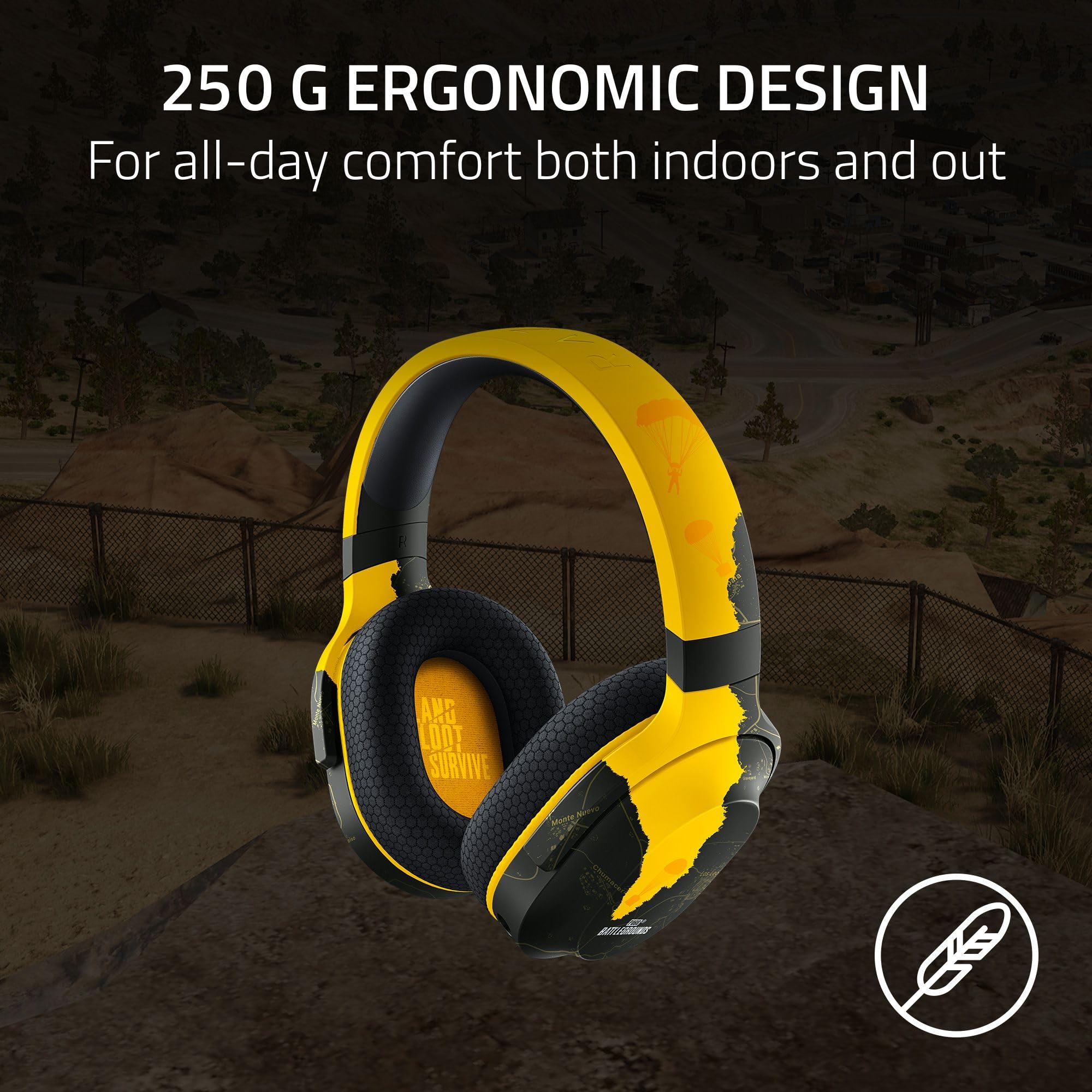 هدفون مخصوص بازی بی سیم ریزر مدل Barracuda X PUBG BATTLEGROUNDS Edition